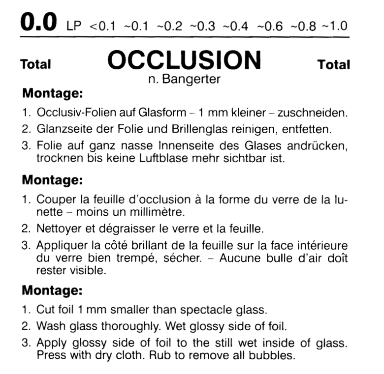 Okklusivfolie Visus 0,0